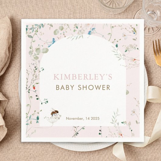 Serviette En Papier A little Wildflower Wild Flower Baby Shower