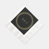 Serviette en papier à monogramme doré/noir pour ma (Coin)