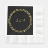 Serviette en papier à monogramme doré/noir pour ma (Devant)