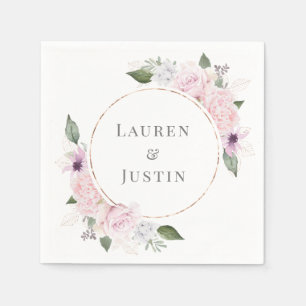 Serviette en papier à monogramme floral de la rose
