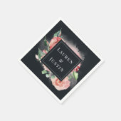 serviette en papier à monogramme floral Midnight B (Coin)