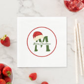 Serviette en papier à monogramme Joyeux Noël (En situation)