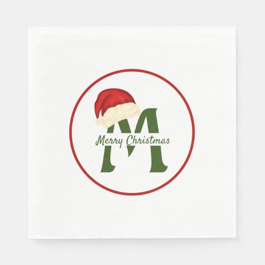 Serviette en papier à monogramme Joyeux Noël (Devant)