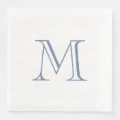 Serviette en papier à monogramme simple Pervenche (Devant)