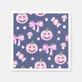 Serviette en papier à motif de citrouille rose fil