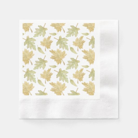 Serviette en papier à motif de feuilles aquarelle  (Devant)