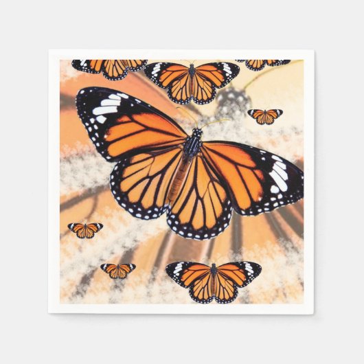 Serviette en papier à motif de papillon monarque (Devant)