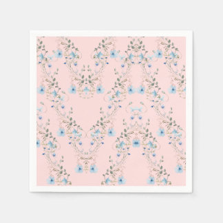 Serviette en papier à motif floral bleu doux