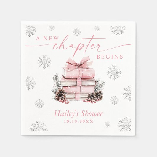 Serviette En Papier A New Chapter Begins, Pink Bow Winter Baby Shower (Devant)