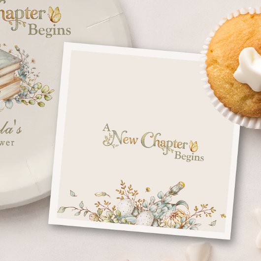 Serviette En Papier A New Chapter Begins Rustic Botanicals Baby Shower