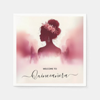 Serviette En Papier À Silver Plum Lace Gown Boho Burgundy Quinceanera
