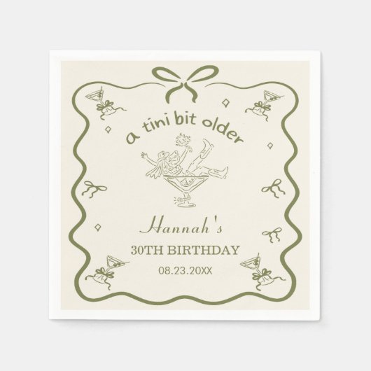 Serviette En Papier A Tini Bit Older Espresso Martini Bow Birthday (Devant)