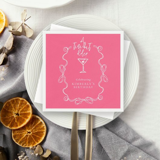 Serviette En Papier A Tiny Bit Older Pink Hand Drawn Birthday Party