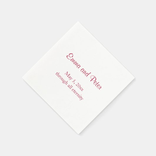 Serviette En Papier "À travers toute l'éternité" Noms et date du texte (Coin)
