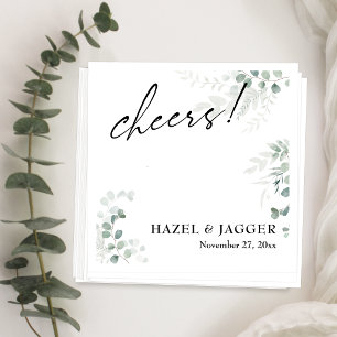 Serviette En Papier À votre santé ! Élégante verdure + typographie de