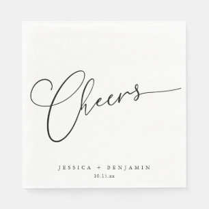 Serviette En Papier À votre santé Noms personnalisés de mariage Noir B