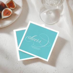 Serviette En Papier À votre santé - Simple Élégant Puriste Bleu Mariag