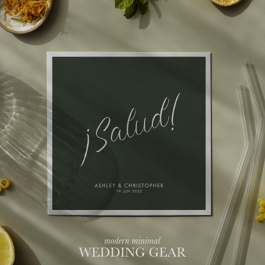 Serviette En Papier ¡À votre santé ! Vert mousse Minimal Cocktail pour