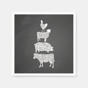 Serviette En Papier abatteur de vache porc poulet coupes de viande art