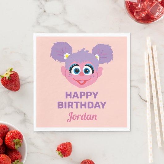 Serviette En Papier Abby Cadabby | Face de fleurs | Joyeux anniversair (En situation)