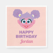 Serviette En Papier Abby Cadabby | Face de fleurs | Joyeux anniversair (Devant)