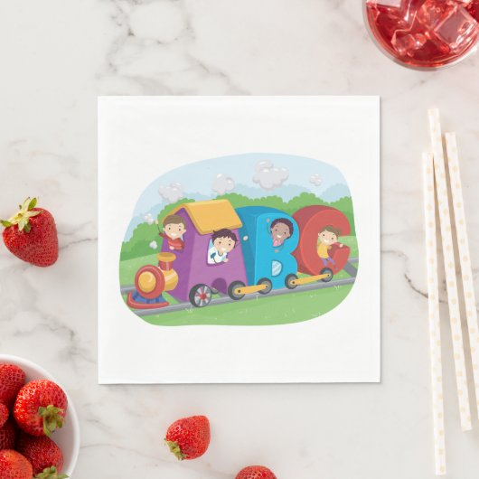 Serviette En Papier ABC Alphabet Train avec enfants amusant éducatif (En situation)