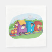 Serviette En Papier ABC Alphabet Train avec enfants amusant éducatif (Devant)