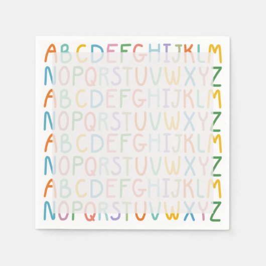 Serviette En Papier ABC colorés (Devant)