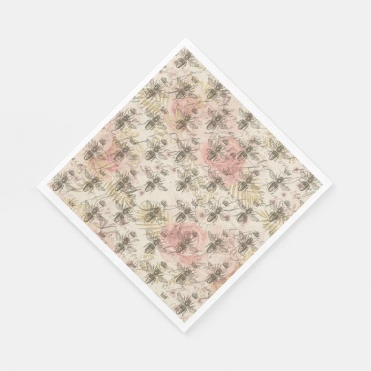 Serviette En Papier Abeille à miel rose (Coin)