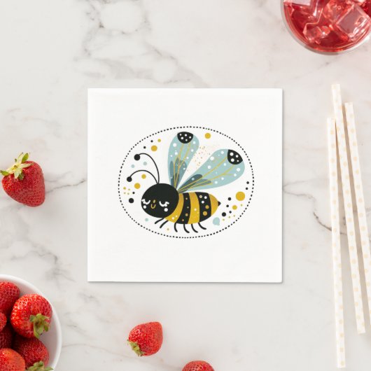 Serviette En Papier Abeille blanche (En situation)