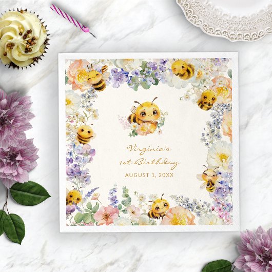 Serviette En Papier Abeille d'anniversaire