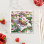 Serviette En Papier Abeille de miel reposant sur un Coussin (En situation)