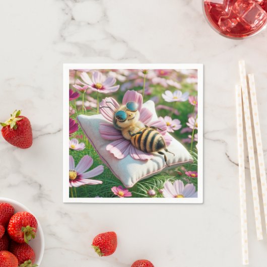 Serviette En Papier Abeille de miel reposant sur un Coussin (En situation)