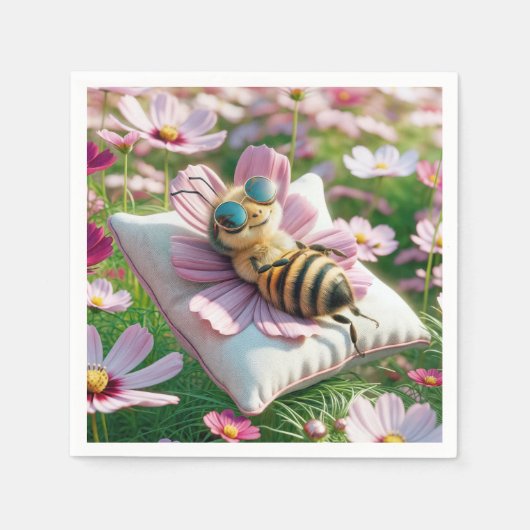 Serviette En Papier Abeille de miel reposant sur un Coussin (Devant)