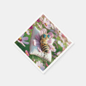 Serviette En Papier Abeille de miel reposant sur un Coussin (Coin)