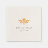 Serviette En Papier Abeille dorée Mariage personnalisé (Devant)