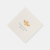 Serviette En Papier Abeille dorée Mariage personnalisé (Coin)