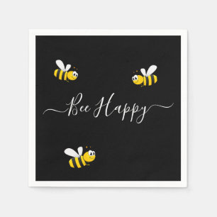 Serviette En Papier Abeille jaune noir heureux été