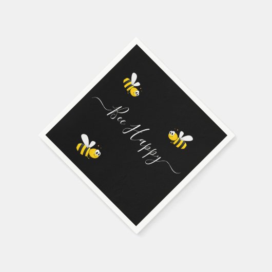Serviette En Papier Abeille jaune noir heureux été (Coin)