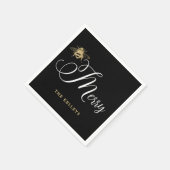 Serviette En Papier Abeille Joyeux, Noir et Or (Coin)