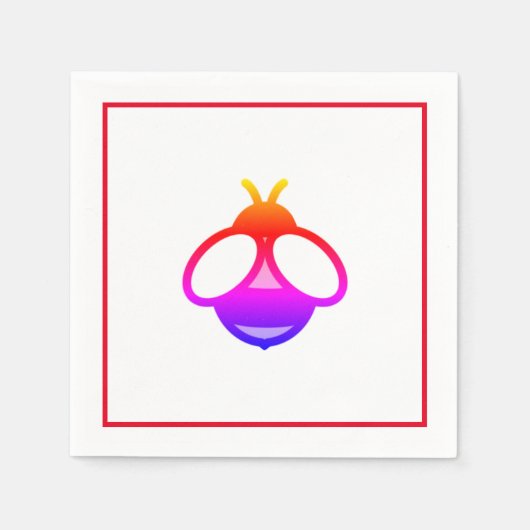 Serviette En Papier Abeille rouge mignonne, abeille au miel rose, bebe (Devant)