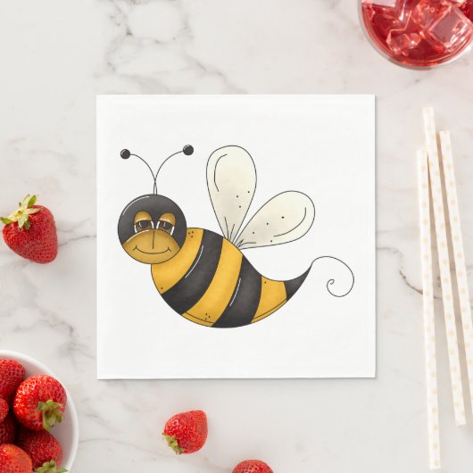 Serviette En Papier Abeille souriante (En situation)