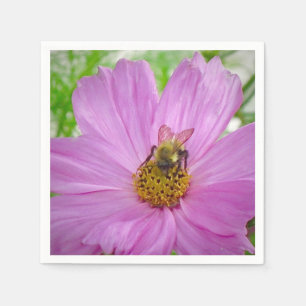 Serviette En Papier Abeille Sur Napkin Fleur