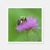 Serviette En Papier Abeille Sur Papier Chardon (Devant)