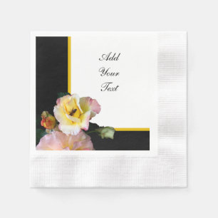 Serviette En Papier Abeille sur roses rose jaune Fleurs