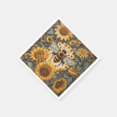 Serviette En Papier Abeille vintage et tournesol (Coin)