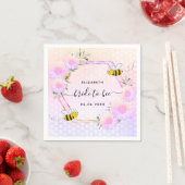 Serviette En Papier Abeilles de douche nuptiale rose violet fleuri (En situation)