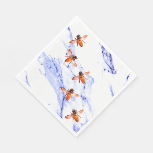 Serviette En Papier Abeilles de miel et marbre bleu (Coin)