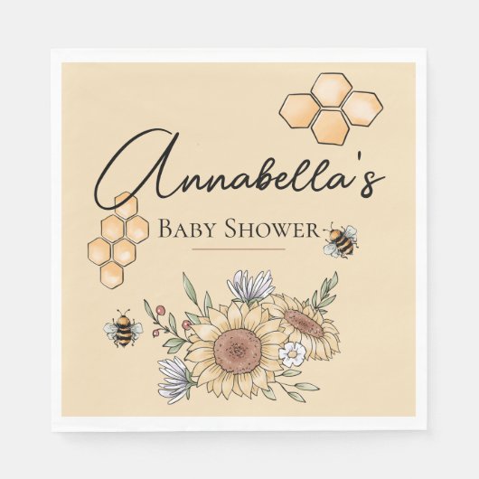 Serviette En Papier Abeilles de miel et tournesols (Devant)