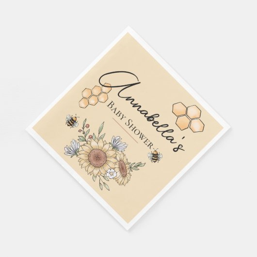 Serviette En Papier Abeilles de miel et tournesols (Coin)